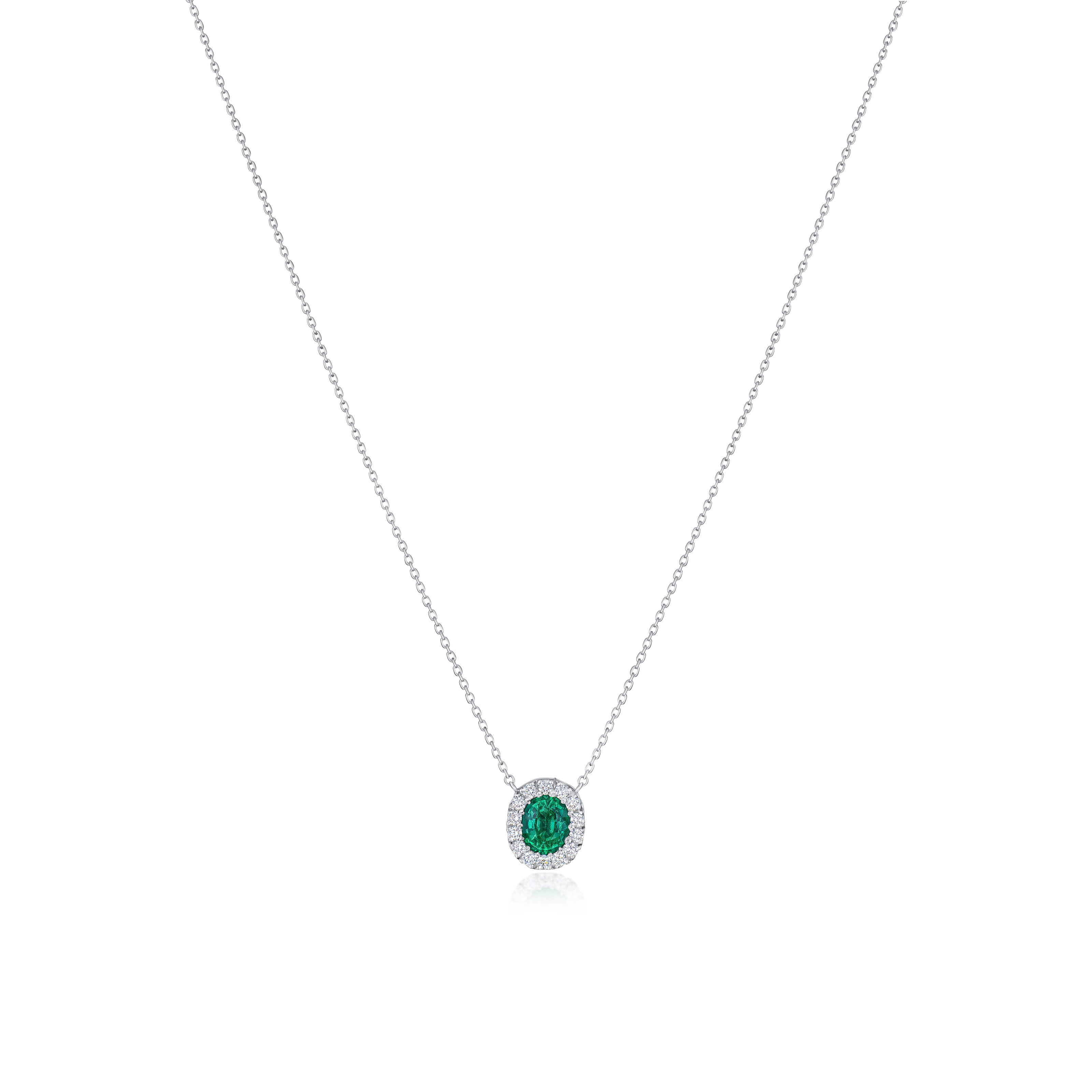 0.54ct Emerald and Diamond Cluster Pendant