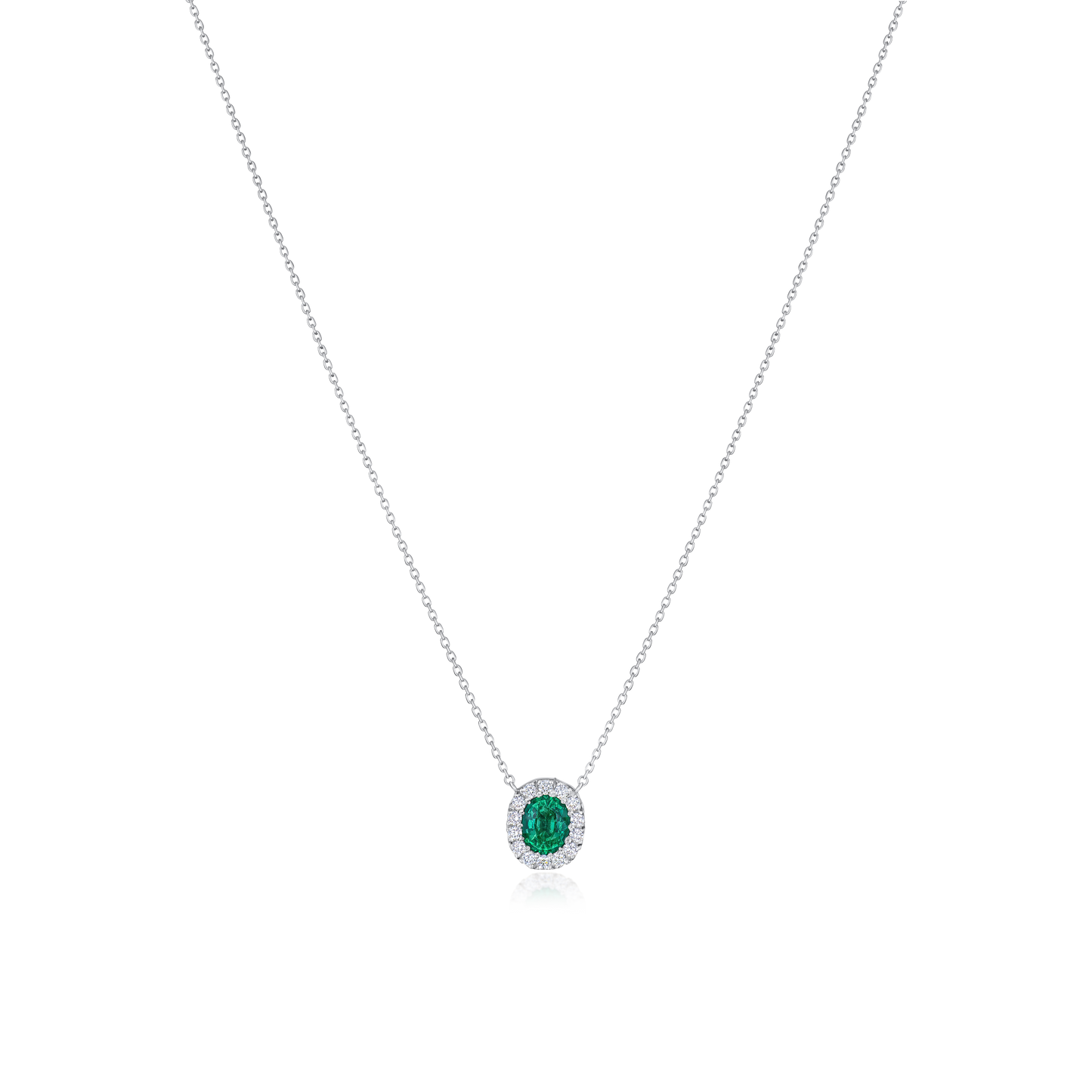 0.54ct Emerald and Diamond Cluster Pendant