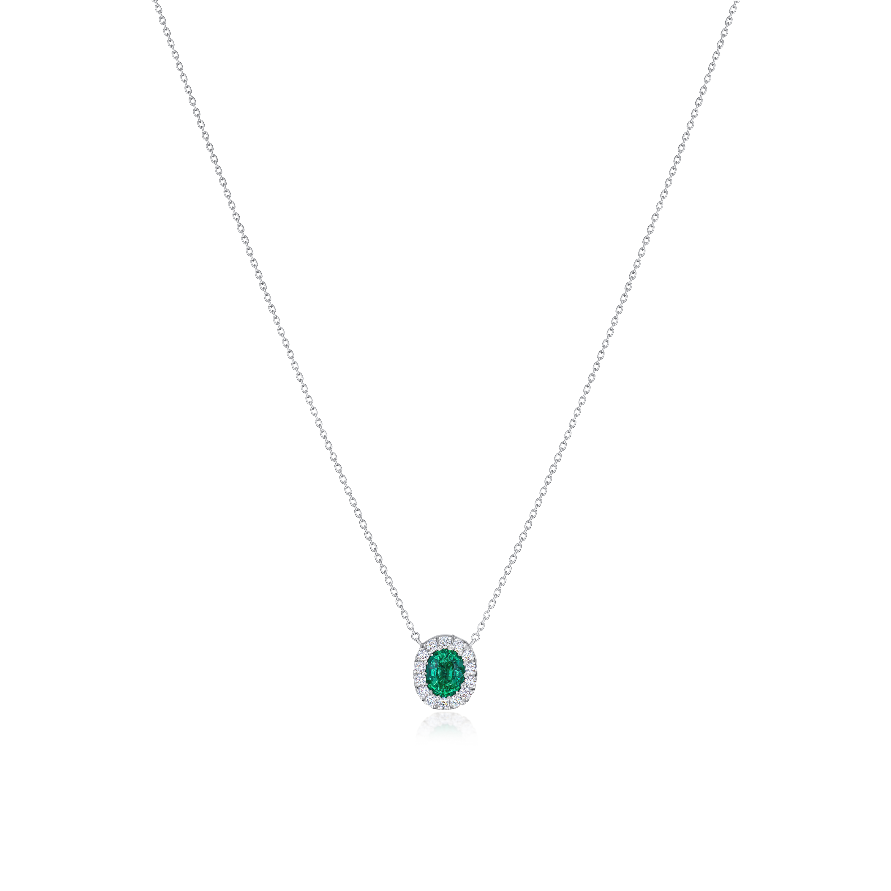 0.54ct Emerald and Diamond Cluster Pendant