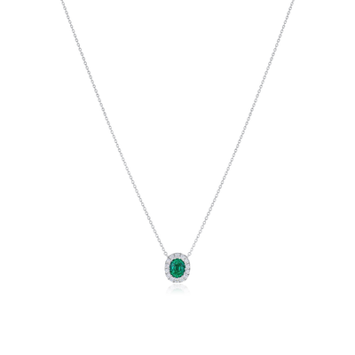 0.54ct Emerald and Diamond Cluster Pendant