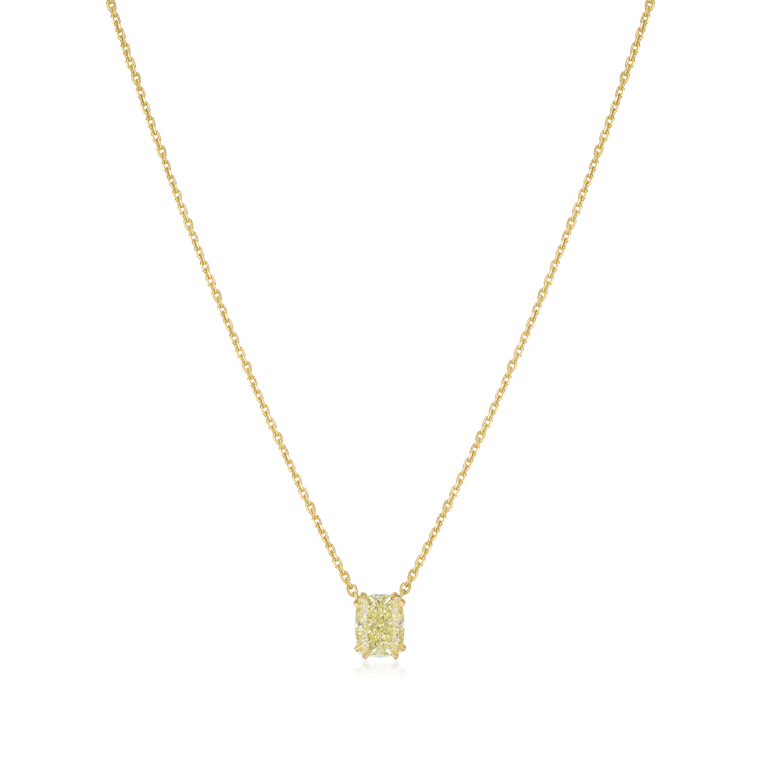 2.33ct Cushion Cut Yellow Diamond Pendant