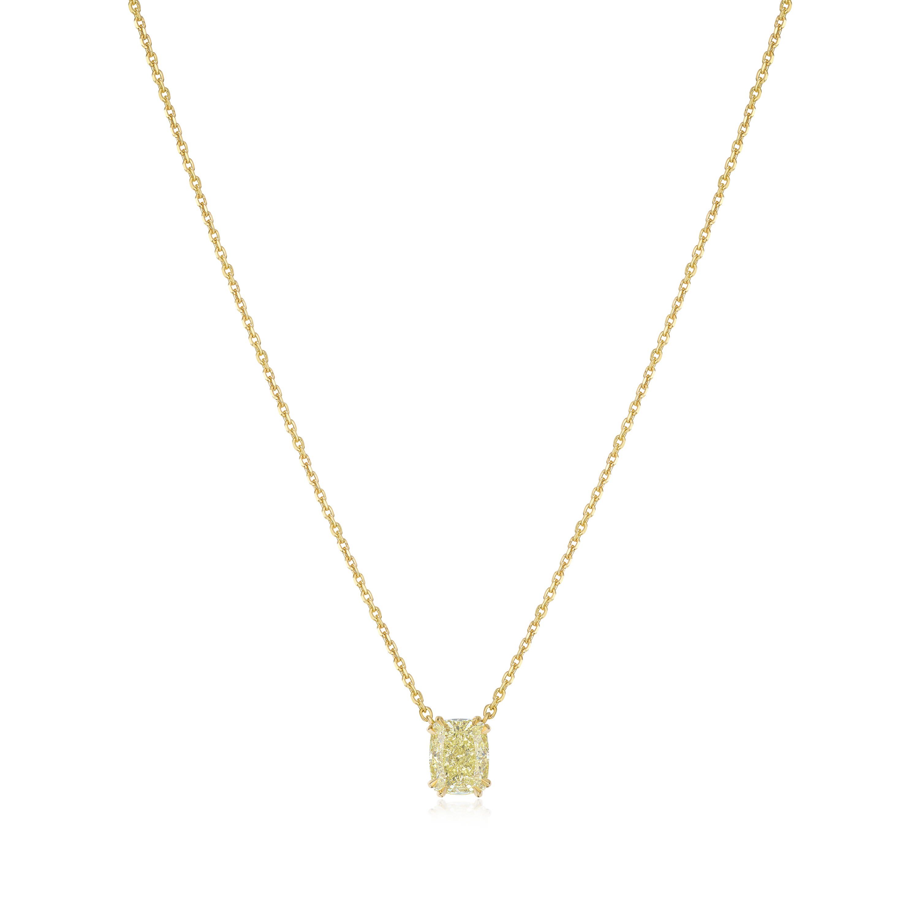 2.33ct Cushion Cut Yellow Diamond Pendant