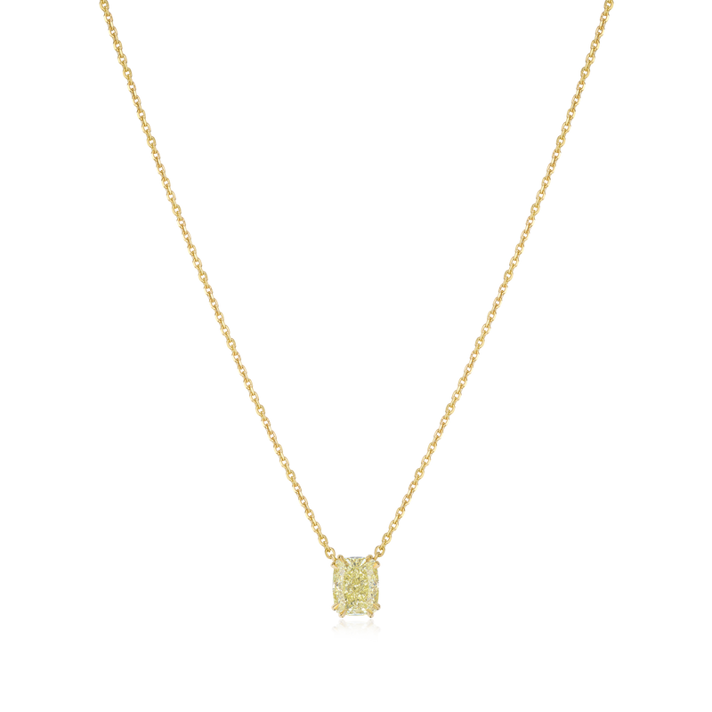 2.33ct Cushion Cut Yellow Diamond Pendant