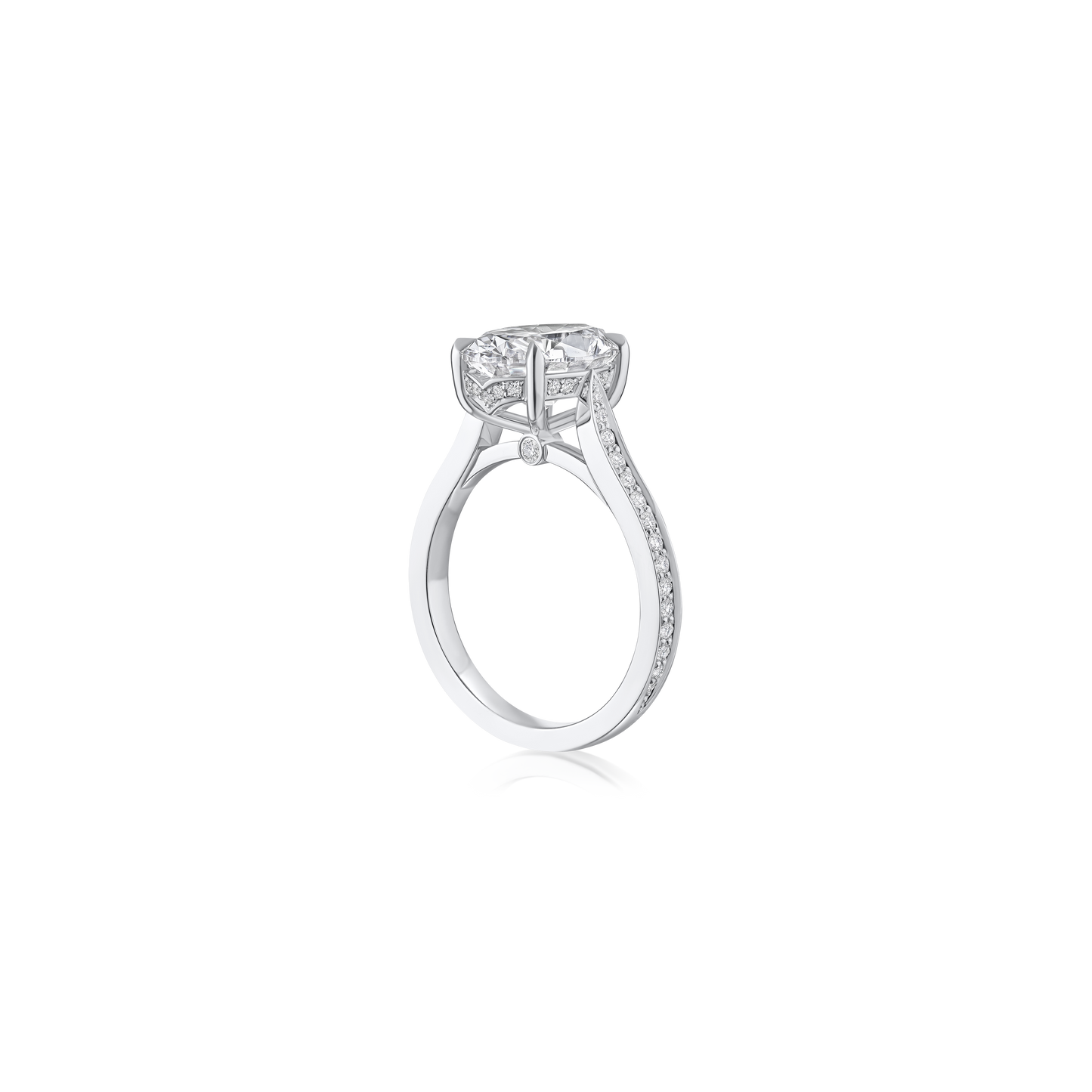 3.56ct Oval Cut Diamond Ring With Diamond Set Shoulders and Bezels