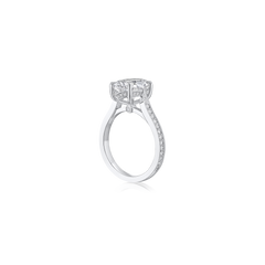 3.56ct Oval Cut Diamond Ring With Diamond Set Shoulders and Bezels