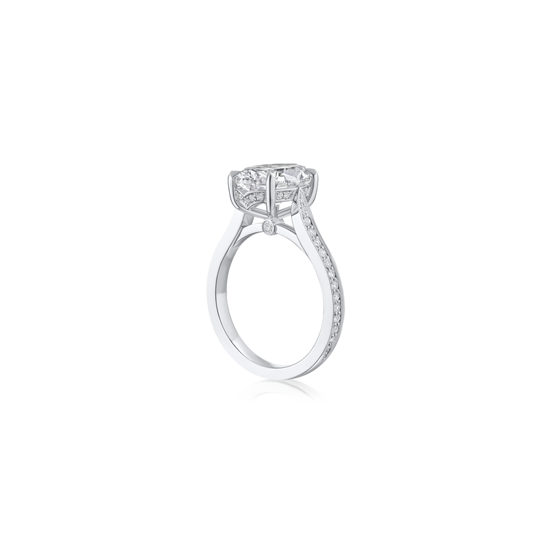 3.56ct Oval Cut Diamond Ring With Diamond Set Shoulders and Bezels