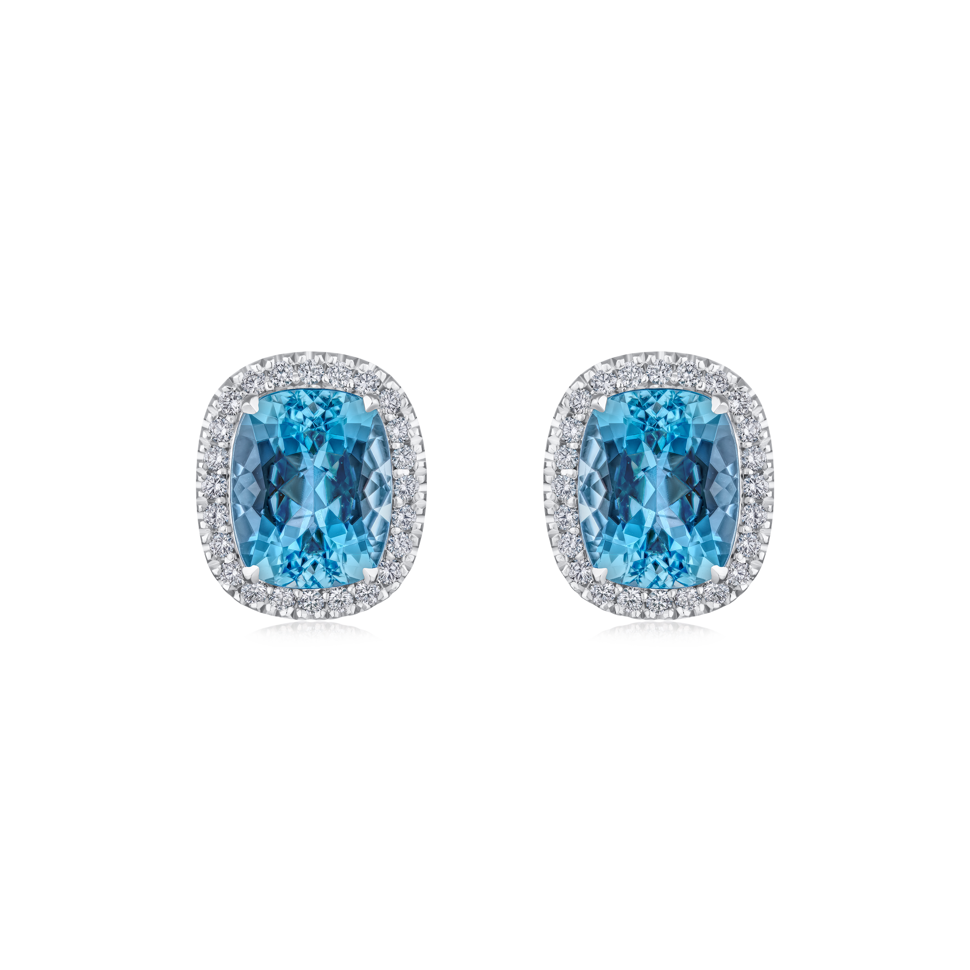 Aquamarine and Diamond Cluster Earrings