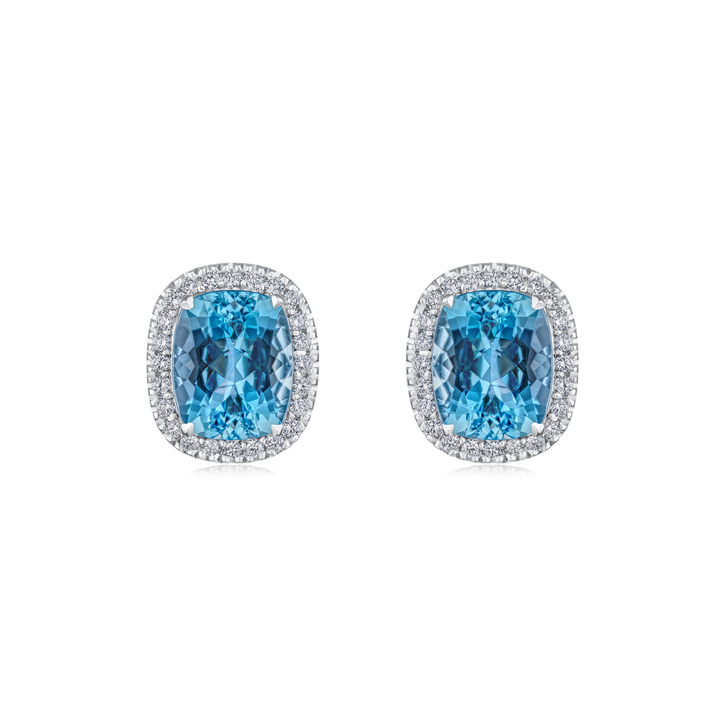 5.48ct Aquamarine and Diamond Cluster Earrings