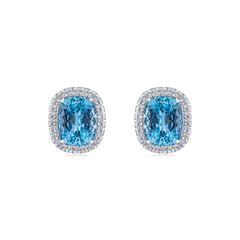 5.48ct Aquamarine and Diamond Cluster Earrings