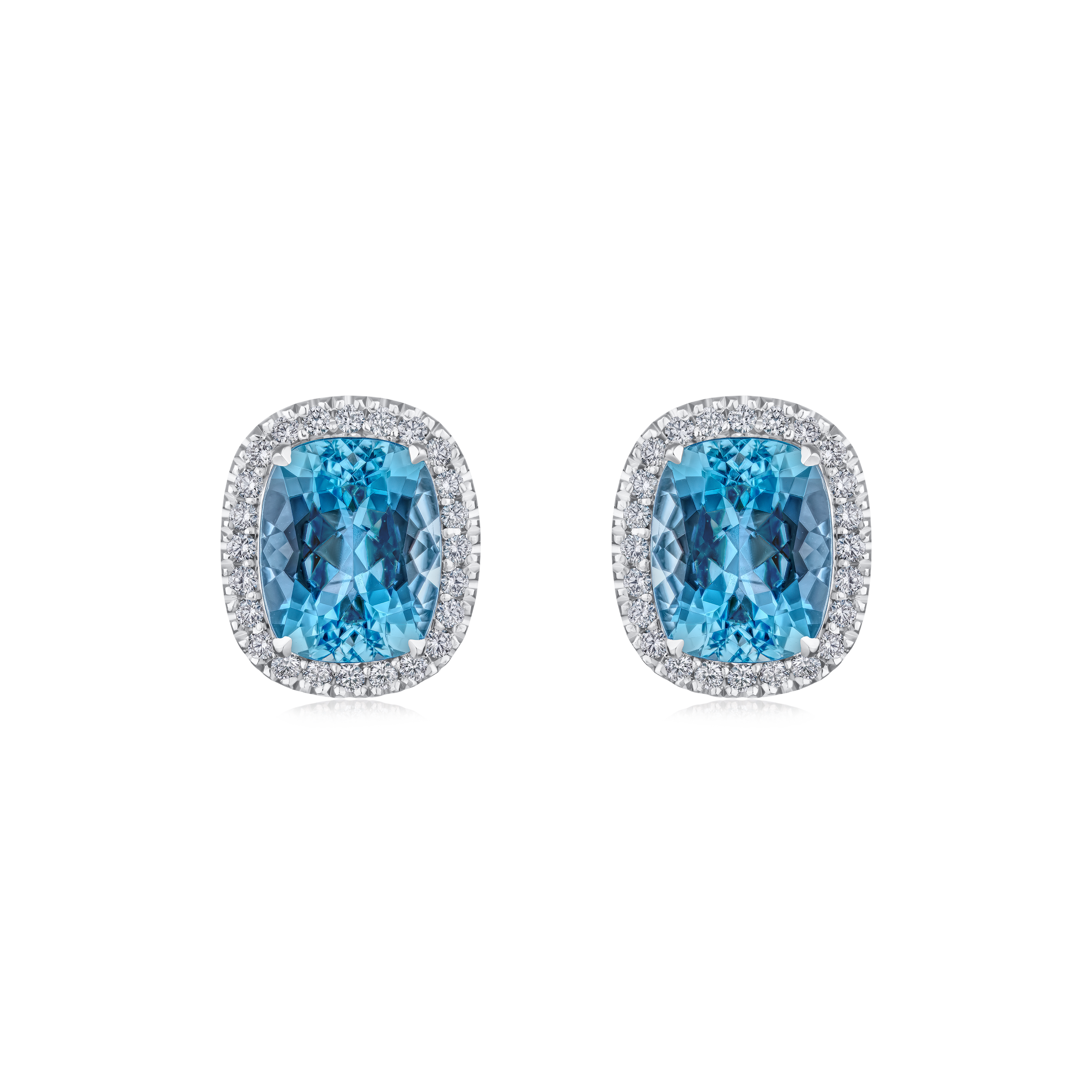 5.48ct Aquamarine and Diamond Cluster Earrings