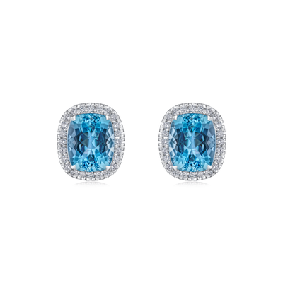 5.48ct Aquamarine and Diamond Cluster Earrings