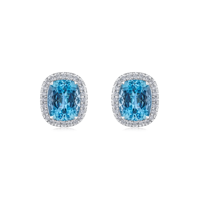5.48ct Aquamarine and Diamond Cluster Earrings