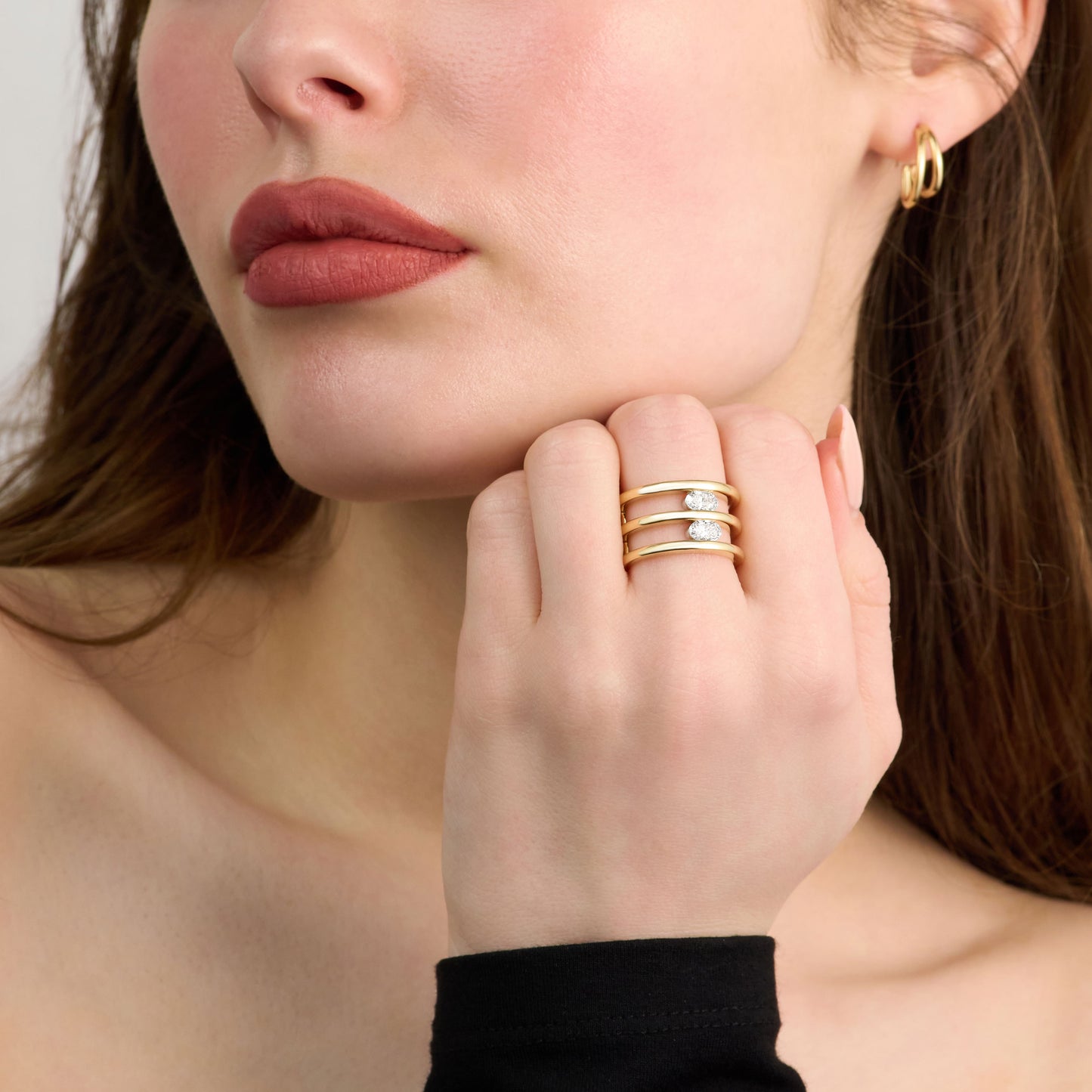 0.80ct Oval Diamond Triple Band Ring