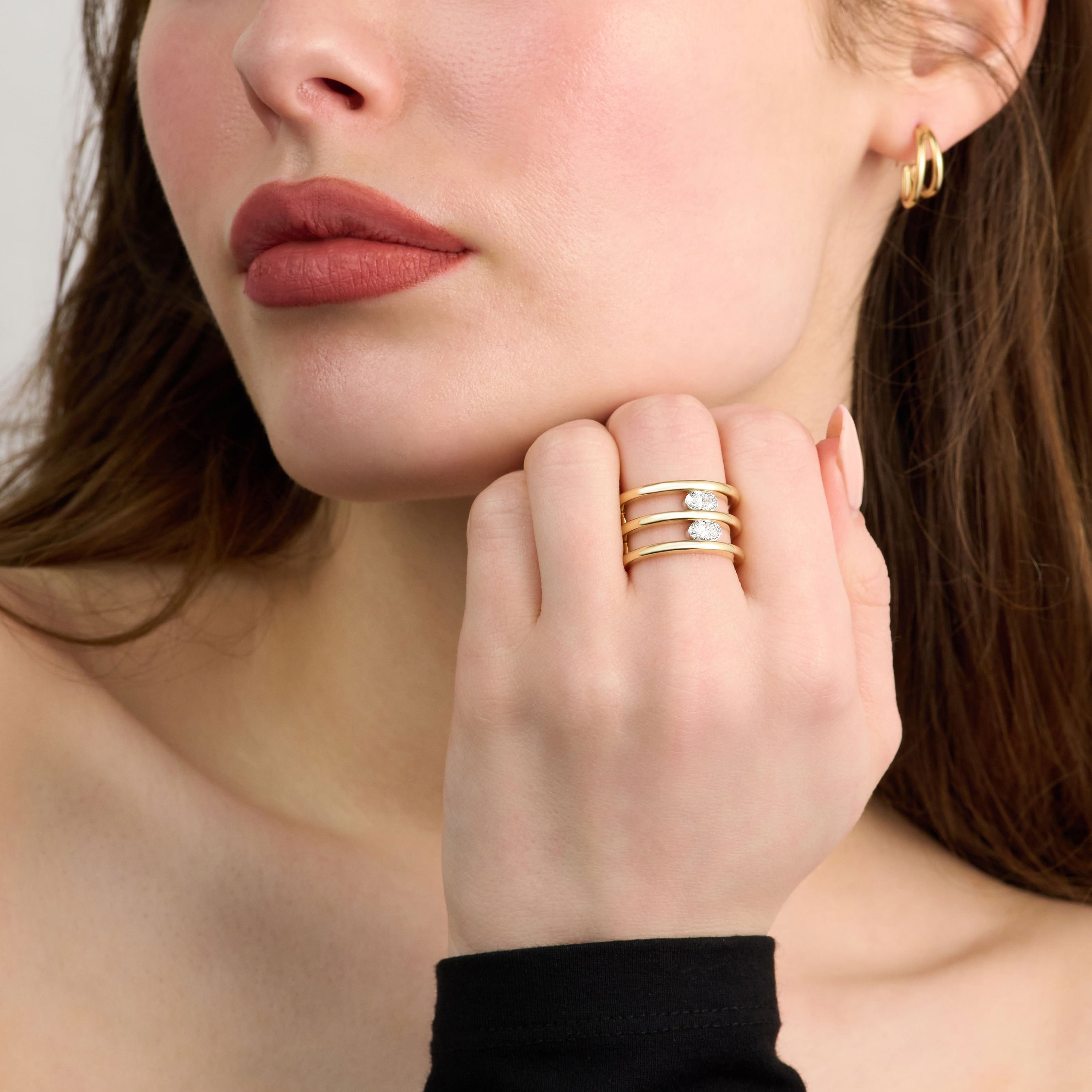 0.80ct Oval Diamond Triple Band Ring