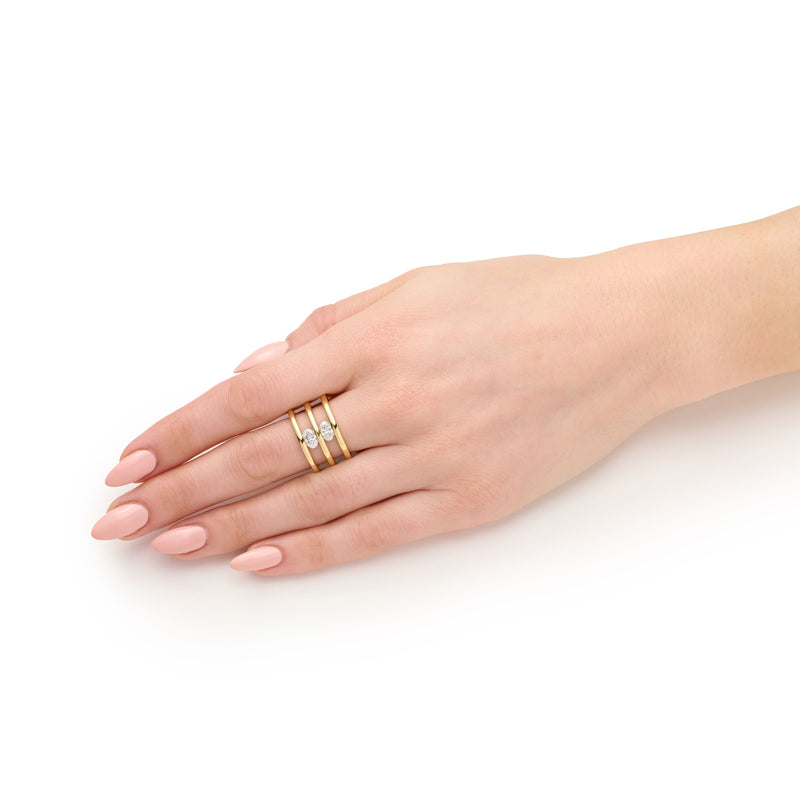 0.80ct Oval Diamond Triple Band Ring