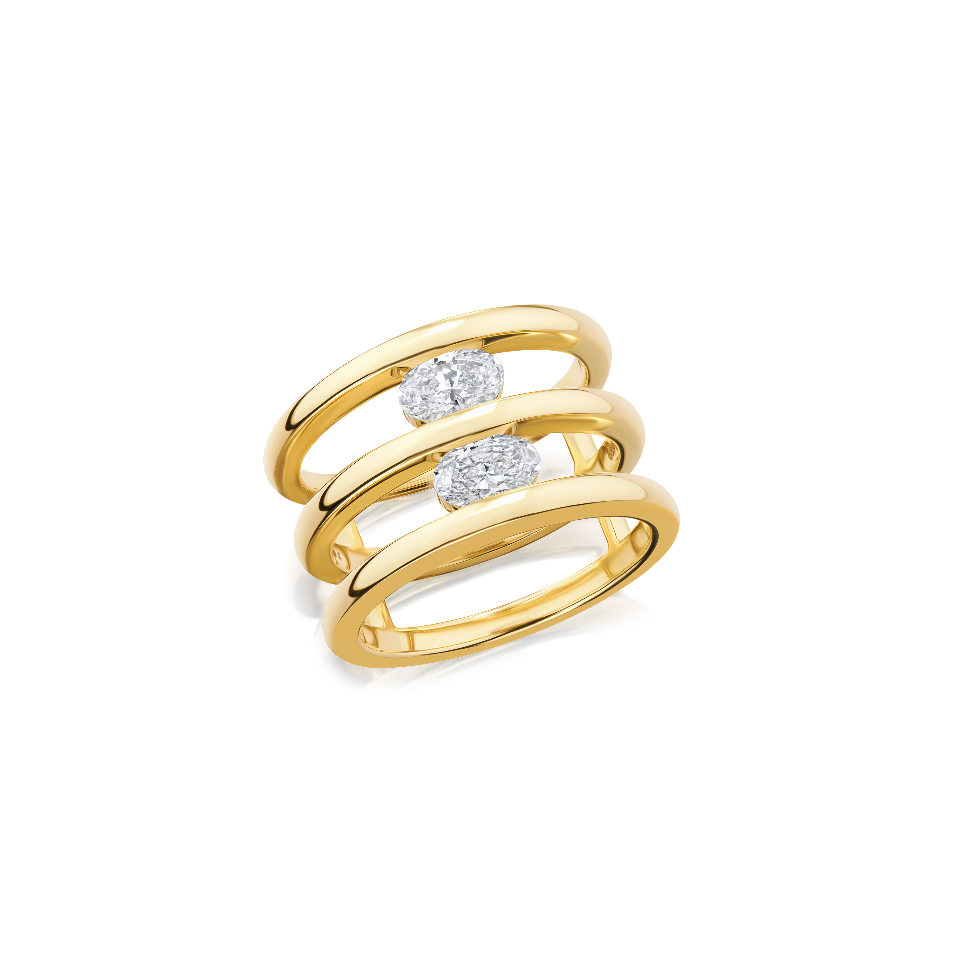 0.80ct Oval Diamond Triple Band Ring