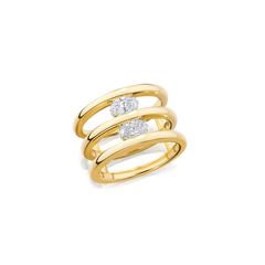 Oval Diamond Triple Band Ring