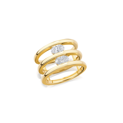 Oval Diamond Triple Band Ring