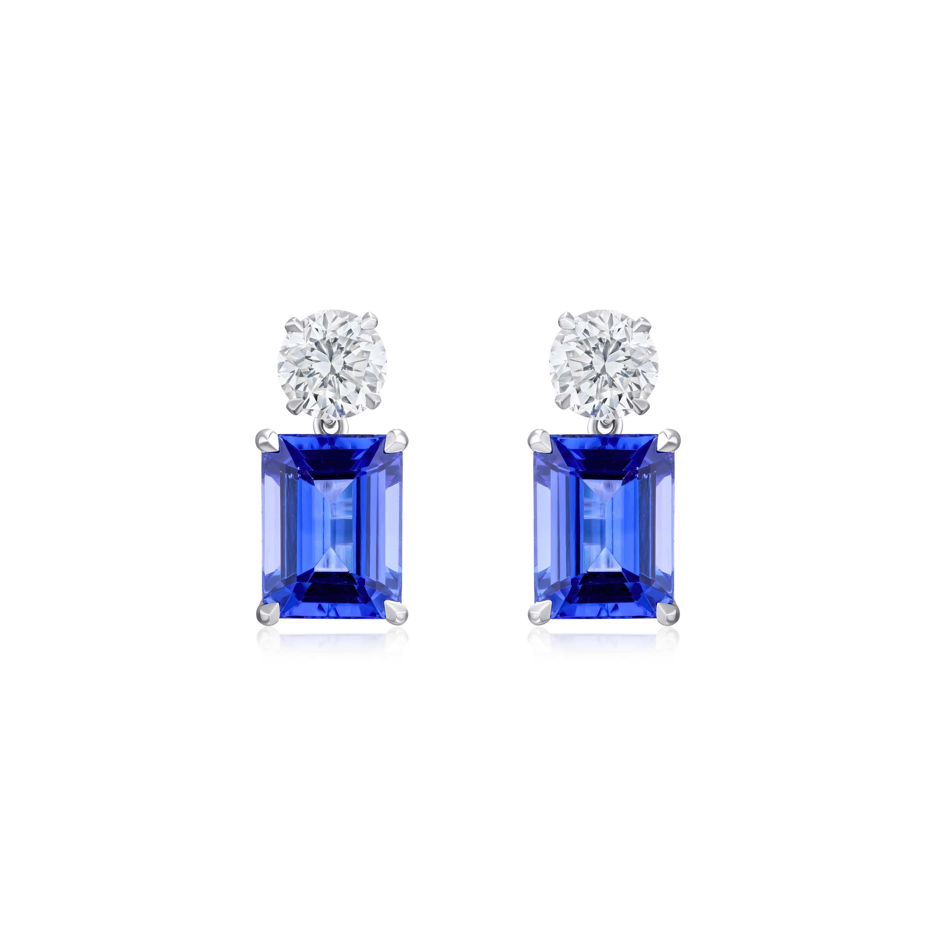 3.56ct Tanzanite and Diamond Drop Earrings