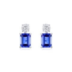 3.56ct Tanzanite and Diamond Drop Earrings