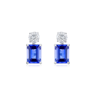 3.56ct Tanzanite and Diamond Drop Earrings
