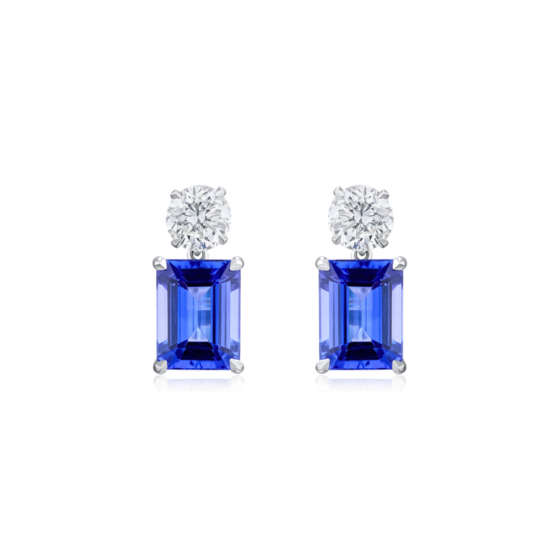 3.56ct Tanzanite and Diamond Drop Earrings