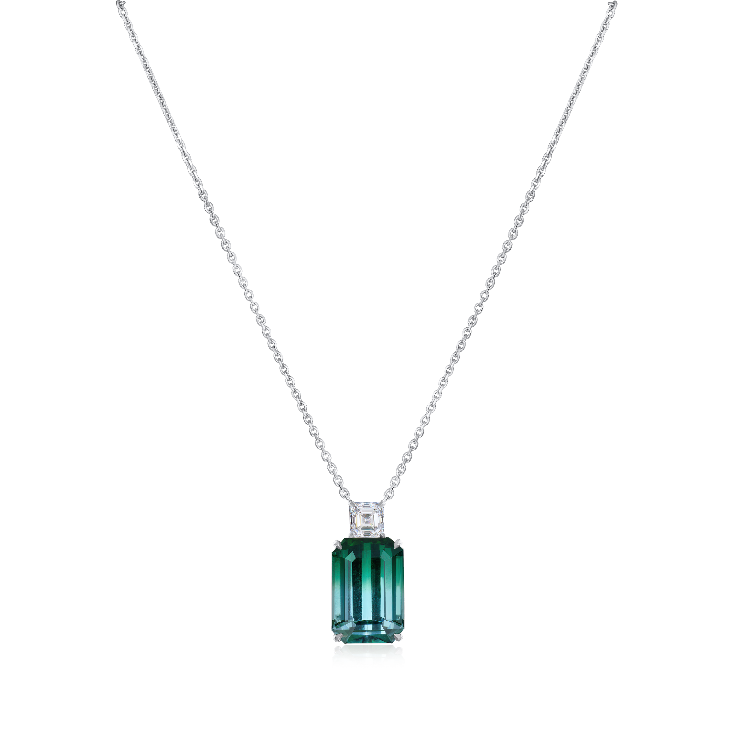 11.91ct Bi-Colour Tourmaline and Diamond Pendant