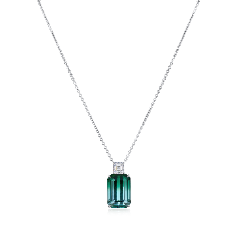11.91ct Bi-Colour Tourmaline and Diamond Pendant