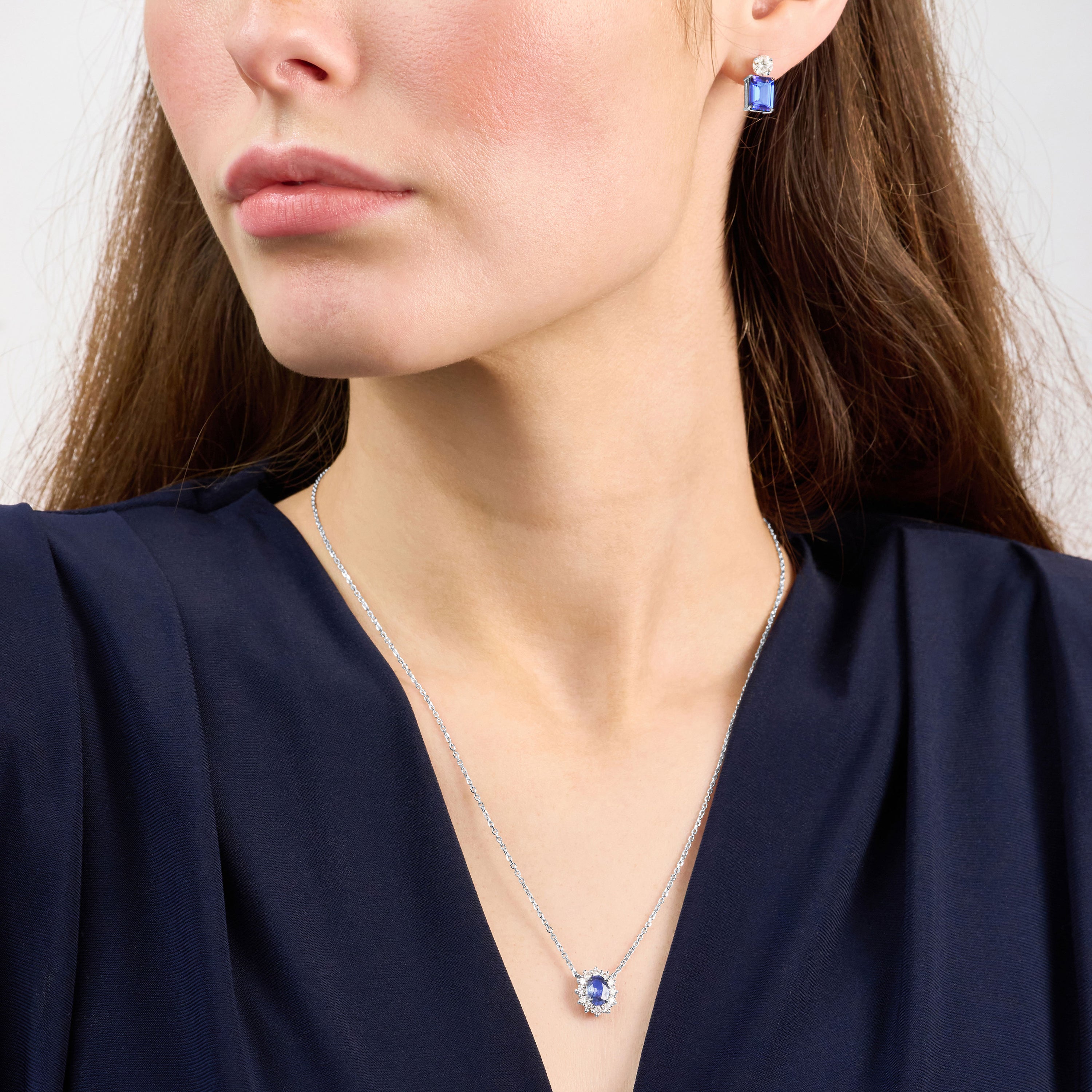 3.56ct Tanzanite and Diamond Drop Earrings