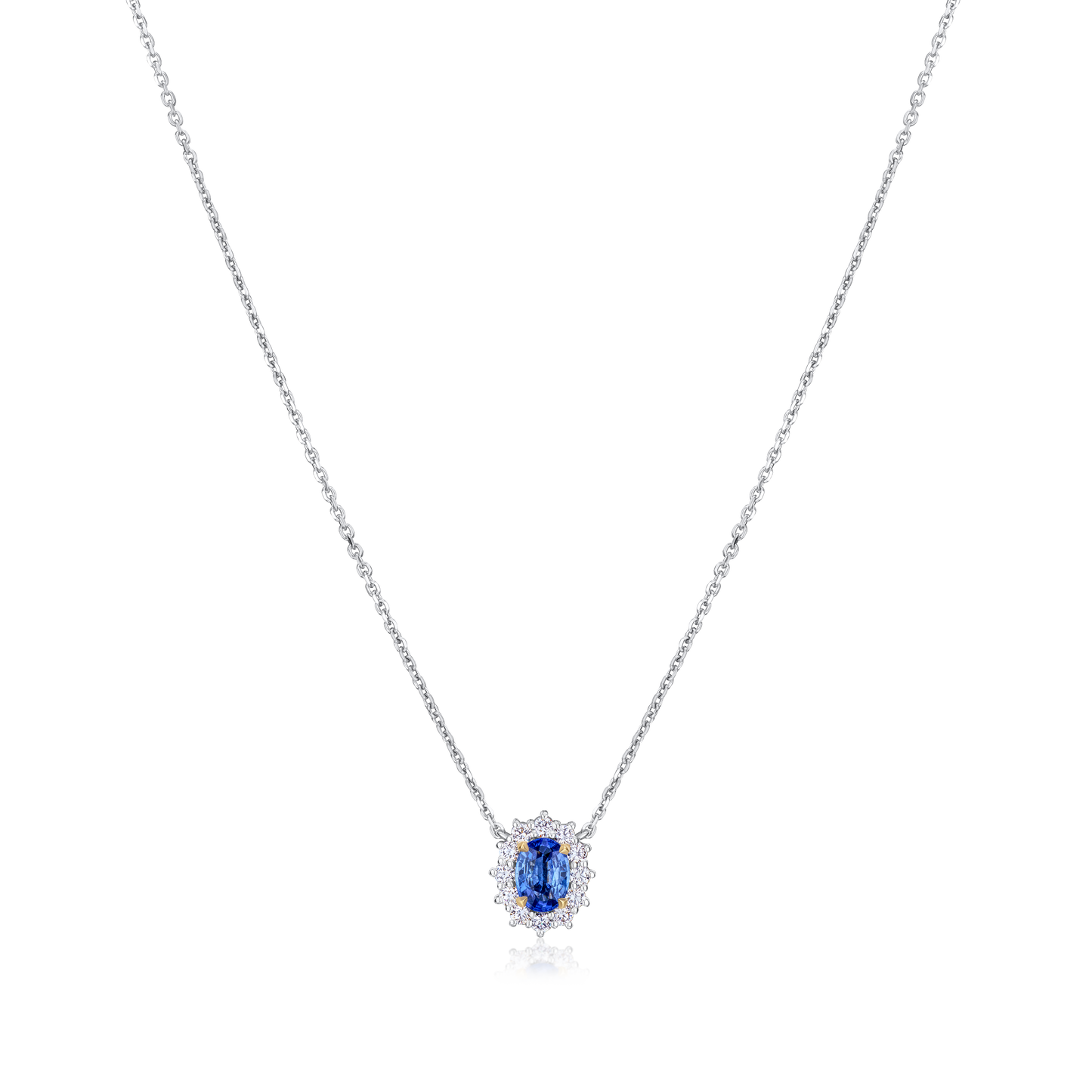 1.10ct Sapphire and Diamond Cluster Pendant