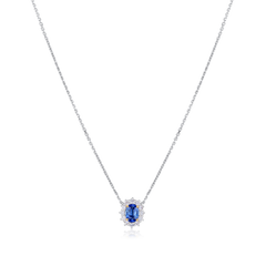 1.10ct Sapphire and Diamond Cluster Pendant