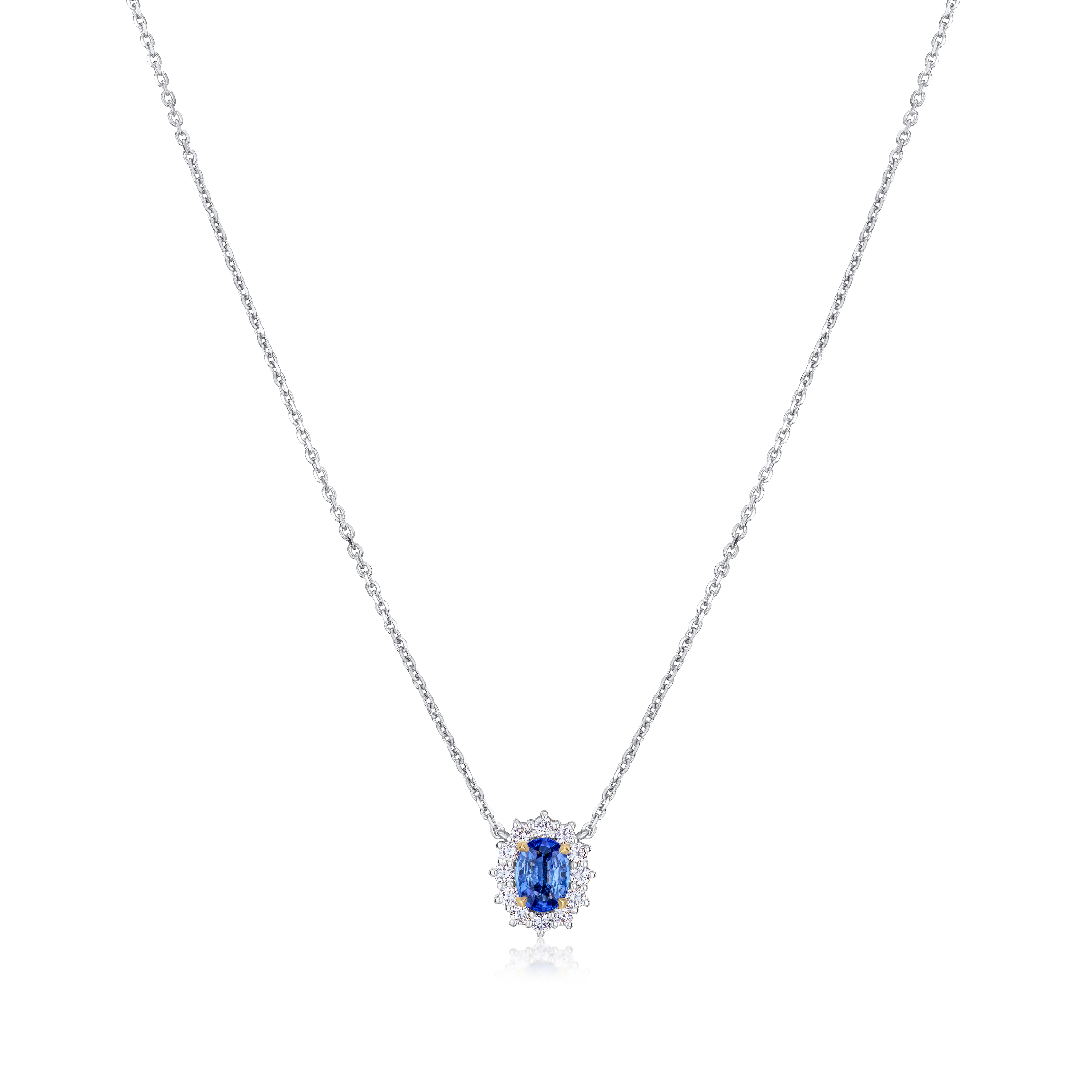1.10ct Sapphire and Diamond Cluster Pendant