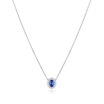 1.10ct Sapphire and Diamond Cluster Pendant