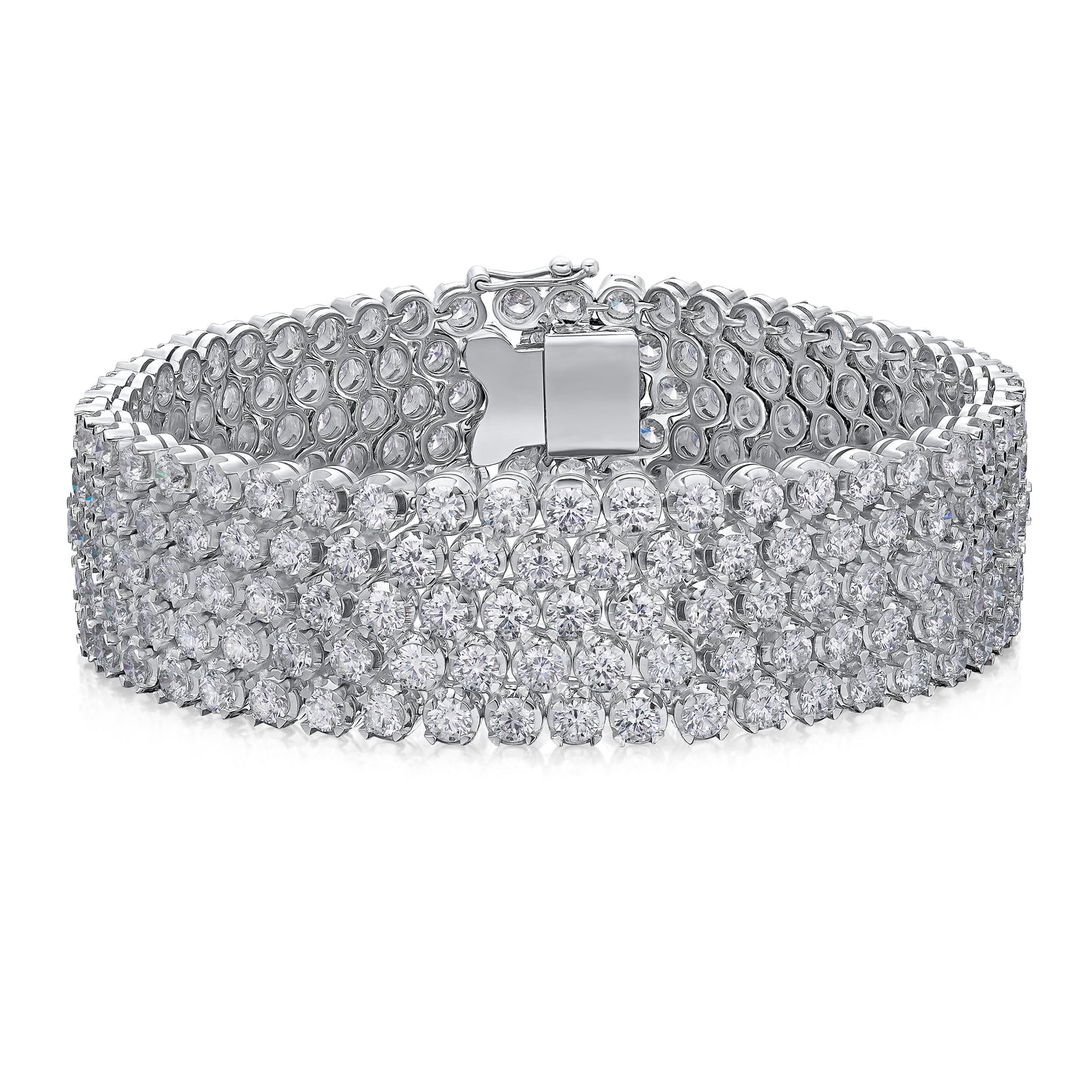 24.00cts Five Row Round Brilliant Cut Diamond Bracelet