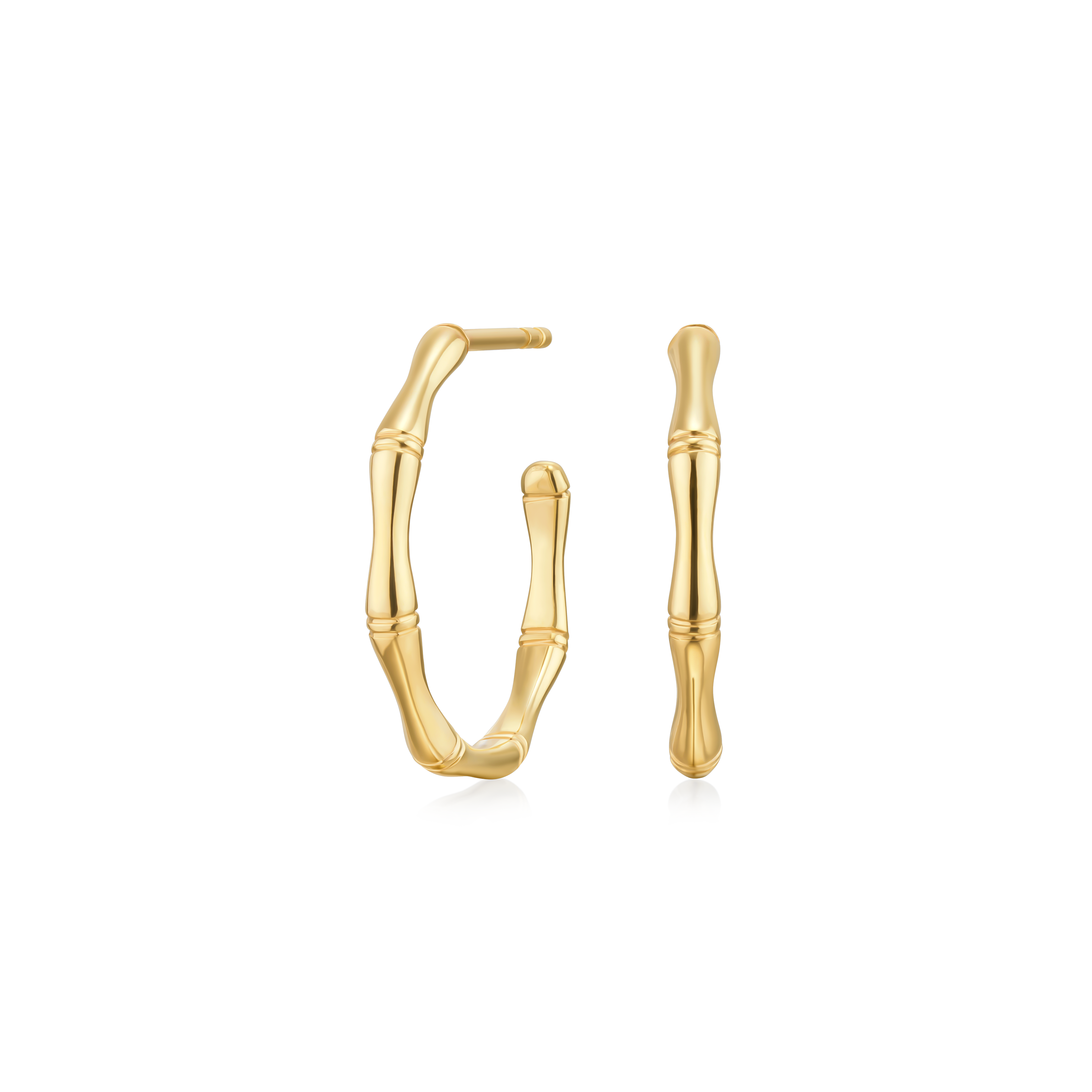 9ct Yellow Gold Bamboo Hoop Earrings