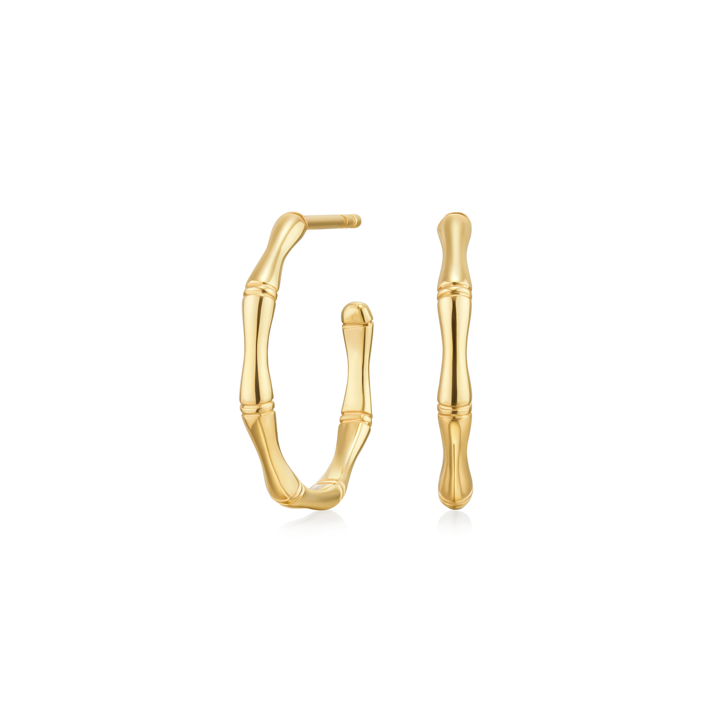 9ct Yellow Gold Bamboo Hoop Earrings
