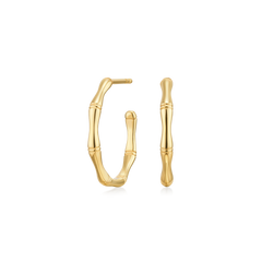 9ct Yellow Gold Bamboo Hoop Earrings