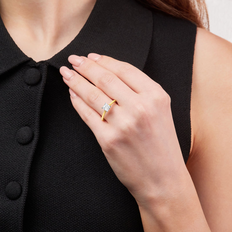 0.91ct Square Emerald Cut Diamond Solitaire Ring