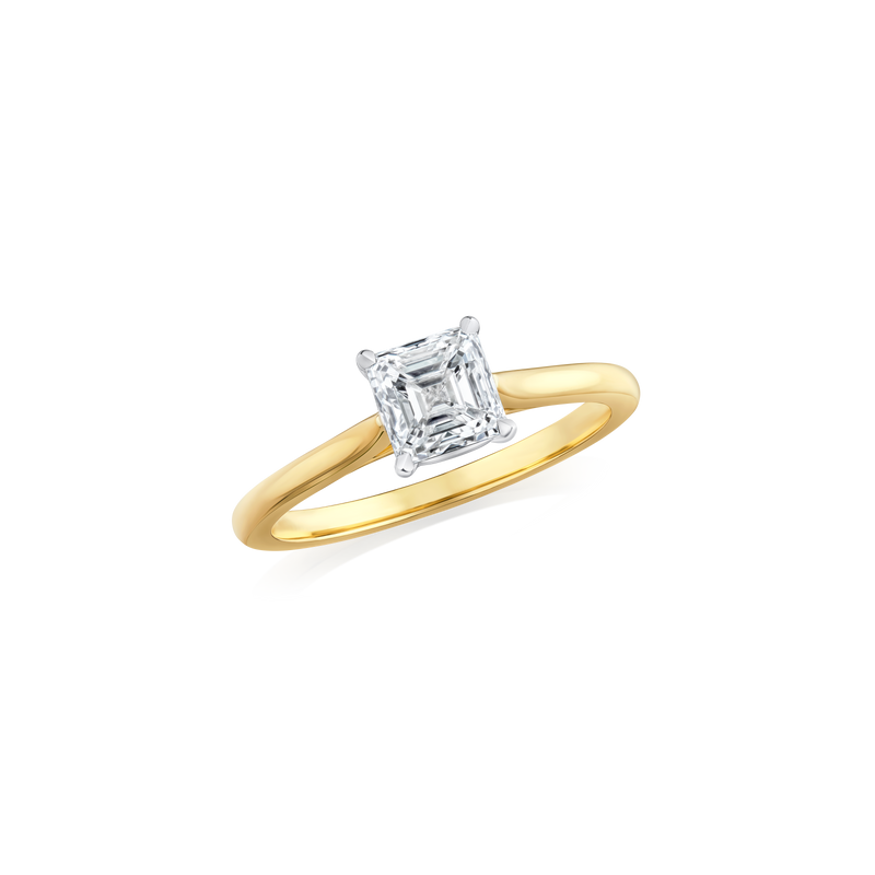 0.91ct Square Emerald Cut Diamond Solitaire Ring