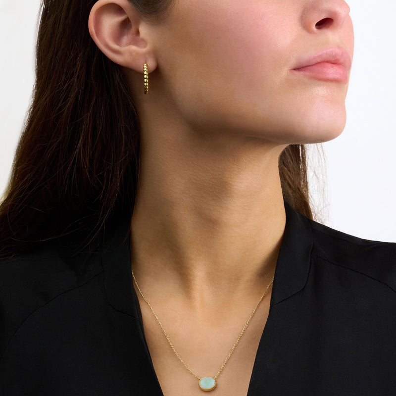 18ct Yellow Gold Bead Hoop Earrings