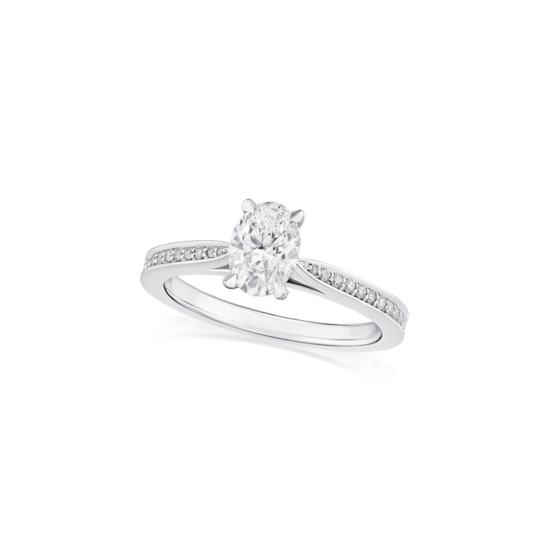 0.80ct Oval Cut Diamond Solitaire Ring with Diamond Set Shoulders