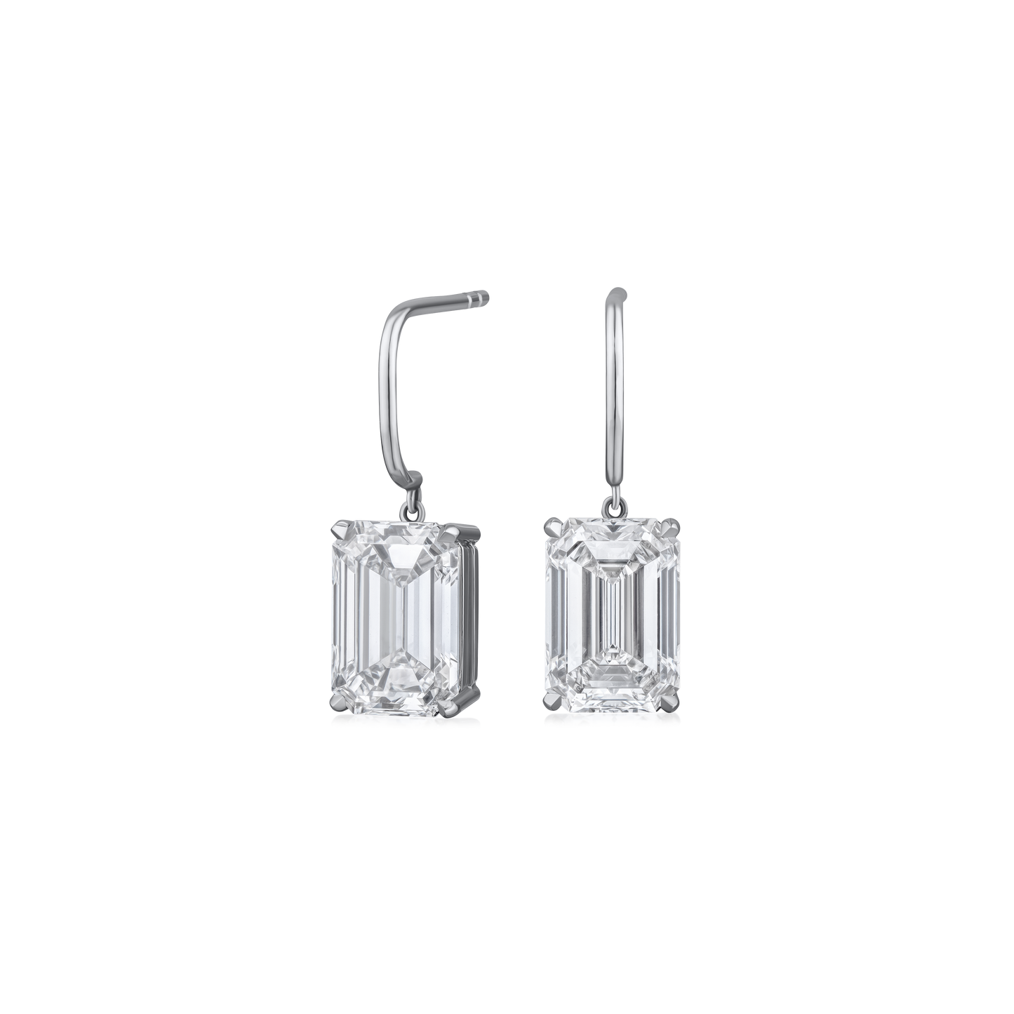 7.05ct Emerald Cut Diamond Drop Earrings