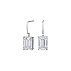 7.05ct Emerald Cut Diamond Drop Earrings