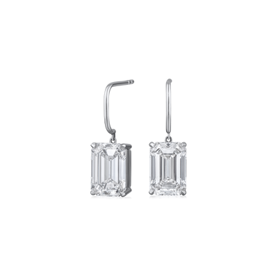 7.05ct Emerald Cut Diamond Drop Earrings