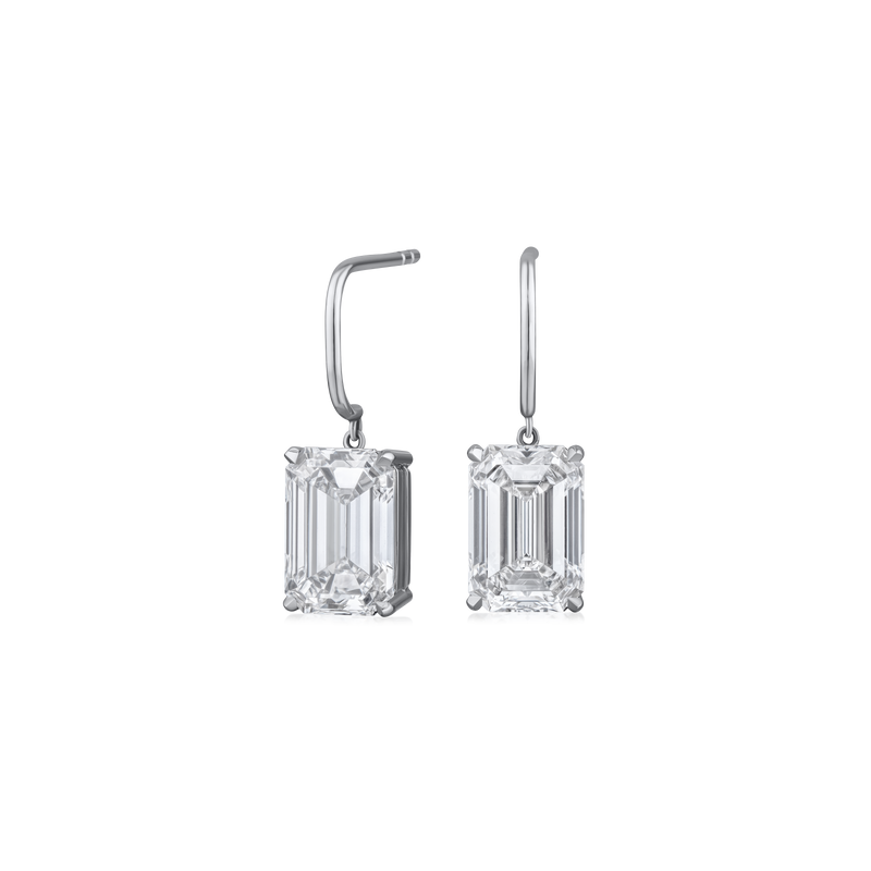 7.05ct Emerald Cut Diamond Drop Earrings