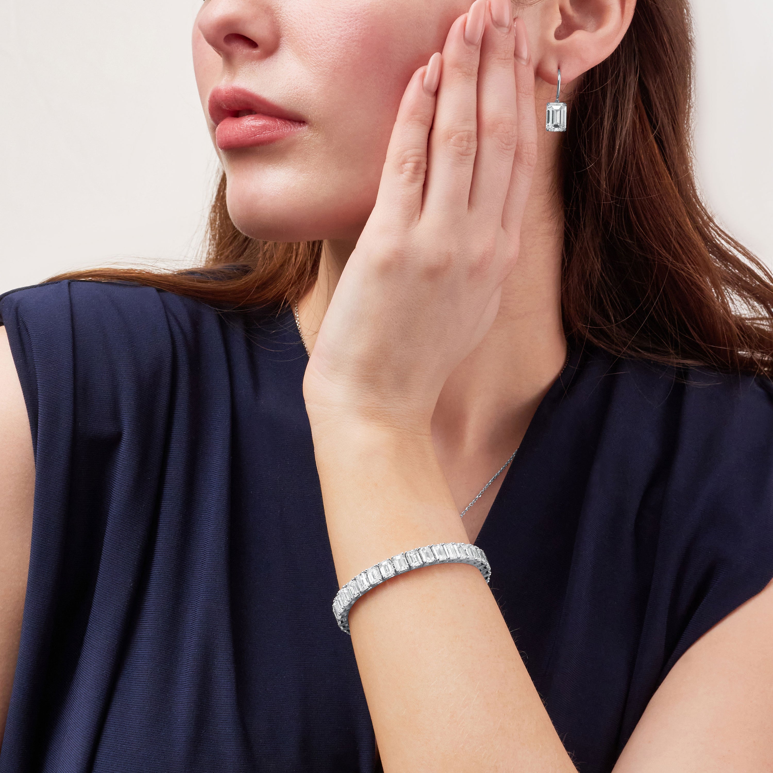 7.05ct Emerald Cut Diamond Drop Earrings