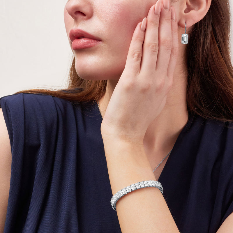 25.00ct Emerald Cut Diamond Line Bracelet