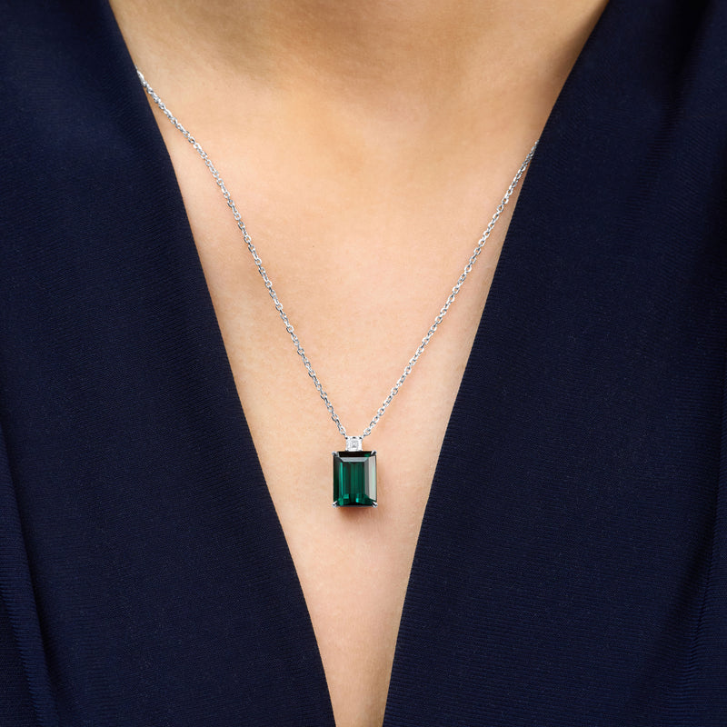 4.84ct Lagoon Tourmaline and Diamond Pendant