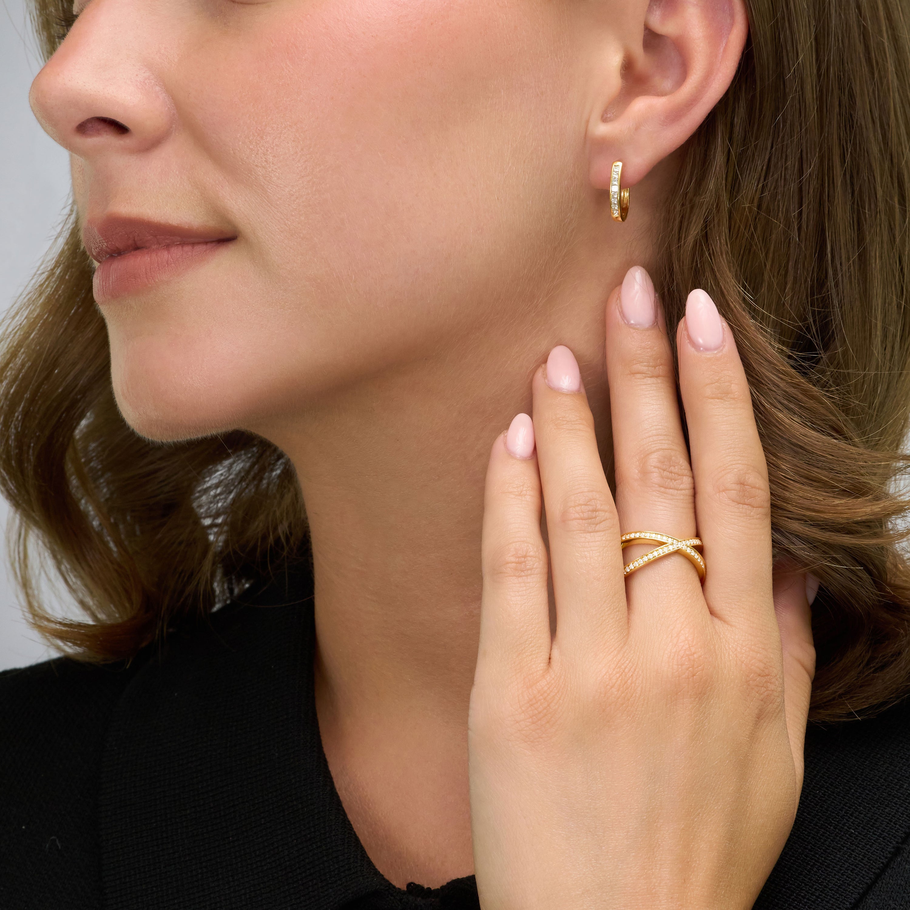 18ct Yellow Gold Diamond Set Hoop Earrings