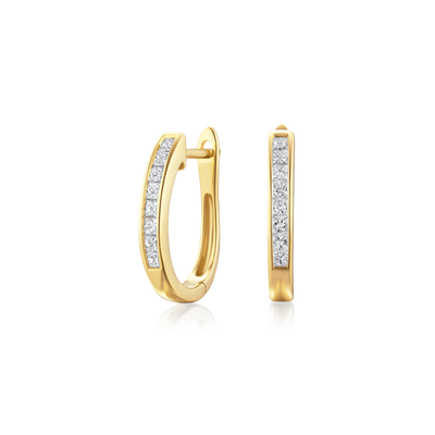 18ct Yellow Gold Diamond Set Hoop Earrings